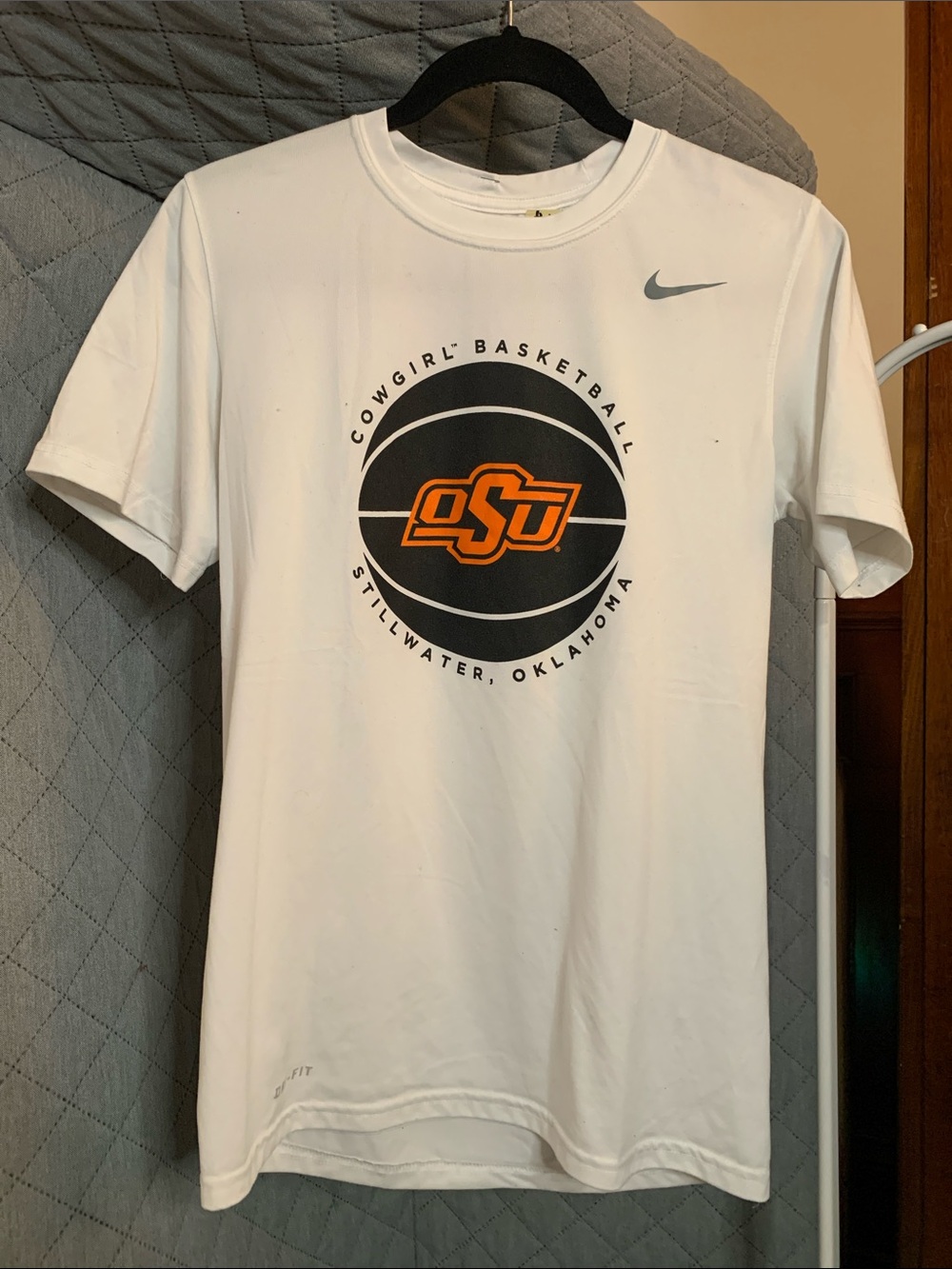Nike White OSU Cowgirl Basketball Logo Short Sleeve Tee